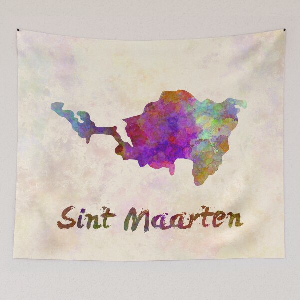 Item preview, Sint Maarten map in watercolor designed and sold by paulrommer.