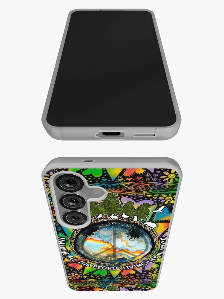 Aperçu 3 sur 4. Coque Samsung Galaxy avec l'œuvre Imaginez tous les gens vivant une vie en paix Hippie créée et vendue par RebeStudioArt.