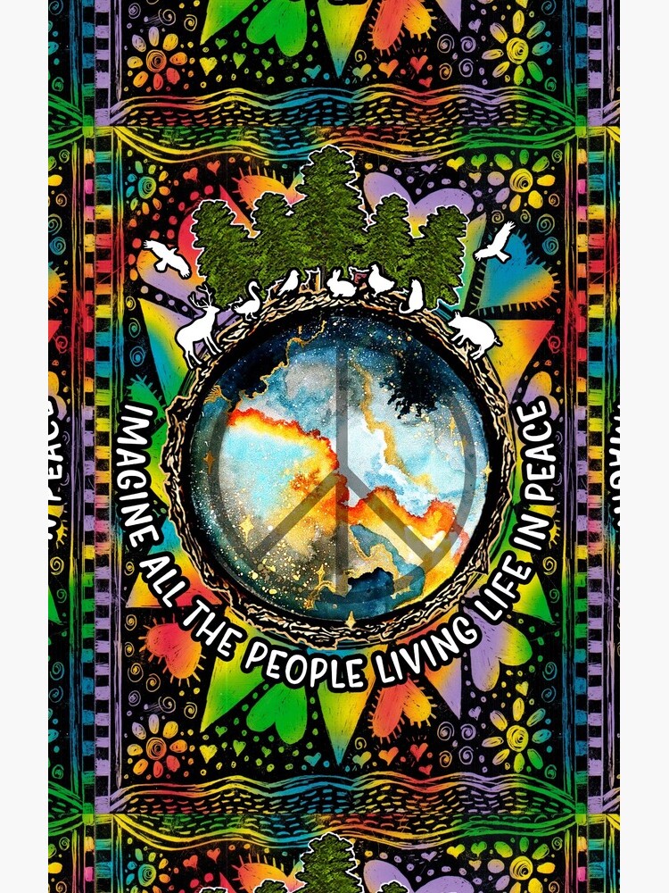 Aperçu 4 sur 4. Coque Samsung Galaxy avec l'œuvre Imaginez tous les gens vivant une vie en paix Hippie créée et vendue par RebeStudioArt.