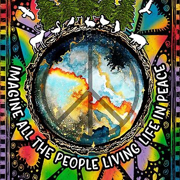 Aperçu de l'œuvre Imaginez tous les gens vivant une vie en paix Hippie de RebeStudioArt