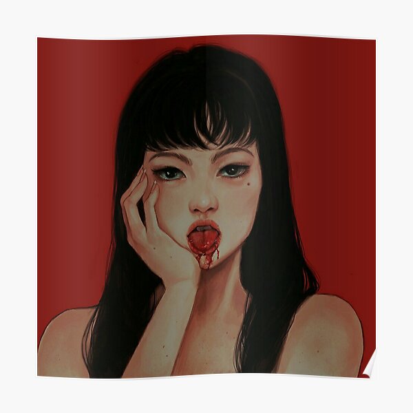 Tomie Junji Ito Bloody Mouth Poster by Payuan.