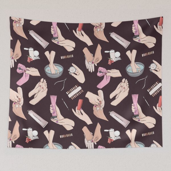 Item preview, Pedicure beauty salon dark pattern designed and sold by Milatoo.