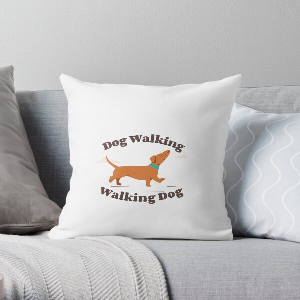 dog walking Throw Pillow