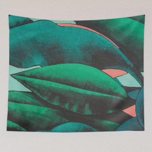 Item preview, Imaginary Jungle - Whimsical Leafy Pattern in Bold Greens with Pink Accents designed and sold by Georgia Mizuleva.