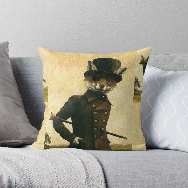 Sly Victorian Fox Throw Pillow
