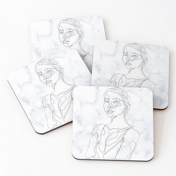 Item preview, One Line Female Drawing With Marble Pattern Background designed and sold by NaomiBalog.