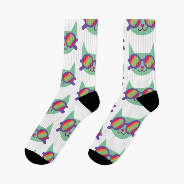 Item preview, Hippie loveheart cat rainbow sunglasses  designed and sold by Mylittleprints.