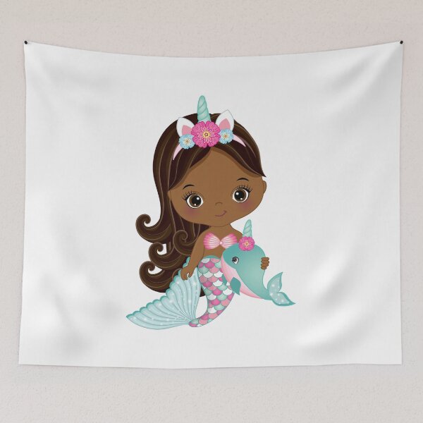 Item preview, African American Cute Little Unicorn Mermaid designed and sold by CreativeMill.