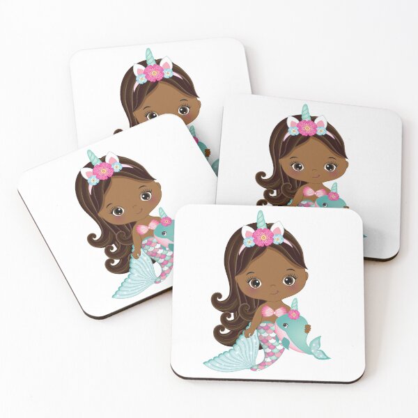 Item preview, African American Cute Little Unicorn Mermaid designed and sold by CreativeMill.