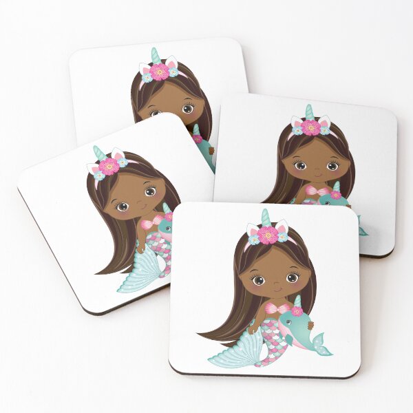 Item preview, African American Cute Little Unicorn Mermaid designed and sold by CreativeMill.