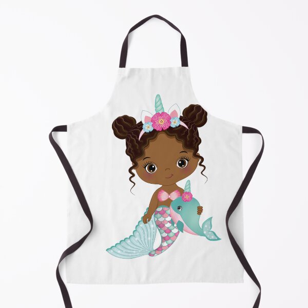 Aperçu de l'œuvre Petite sirène licorne afro-américaine mignonne créée et vendue par CreativeMill.