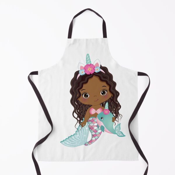 Aperçu de l'œuvre Petite sirène licorne afro-américaine mignonne créée et vendue par CreativeMill.