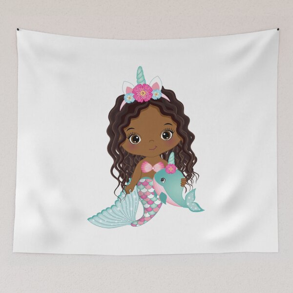 Item preview, African American Cute Little Unicorn Mermaid designed and sold by CreativeMill.