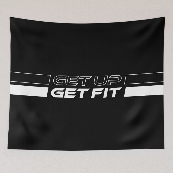 Item preview, GET UP GET FIT (White on Black) designed and sold by STUDIO-72.