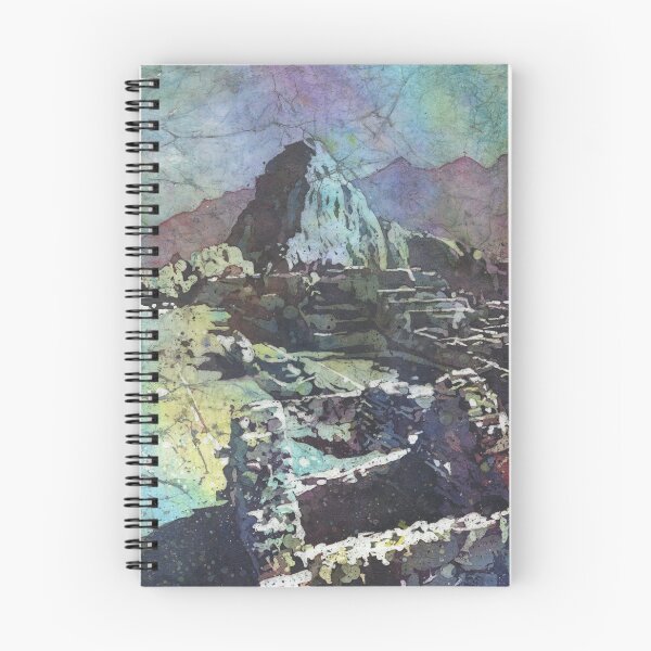 Item preview, Machu Picchu Incan ruins in Peru.  Fine art watercolor painting of Incan ruins of Machu Picchu Inca Trail batik artwork designed and sold by rfoxphoto.