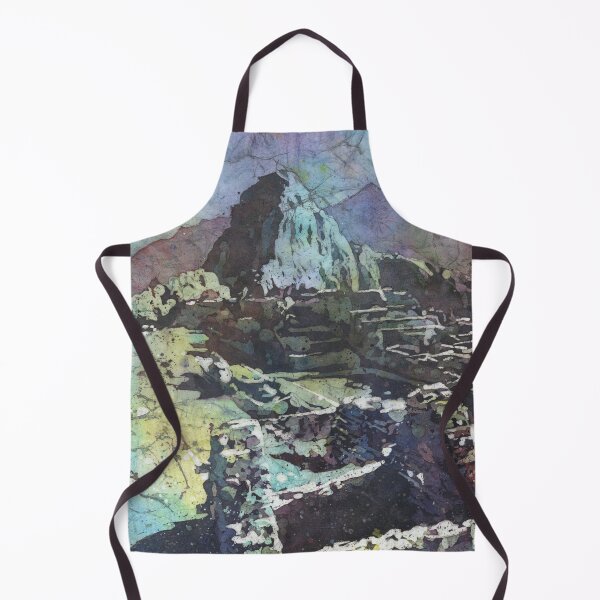 Item preview, Machu Picchu Incan ruins in Peru.  Fine art watercolor painting of Incan ruins of Machu Picchu Inca Trail batik artwork designed and sold by rfoxphoto.