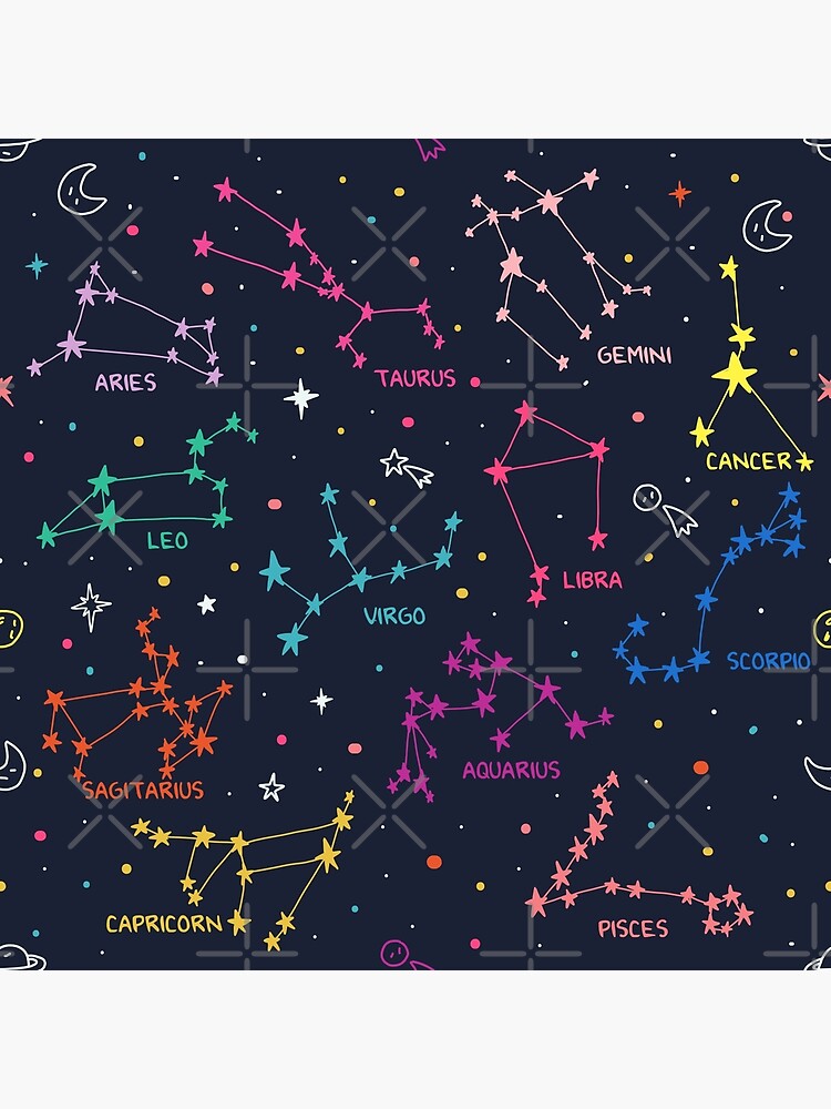 Constellations and Zodiac Sign Art Board Print