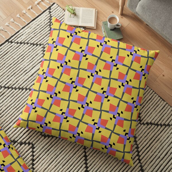 Modern Geometric Orange Lavender Grey Pattern Design 2631 Floor Pillow