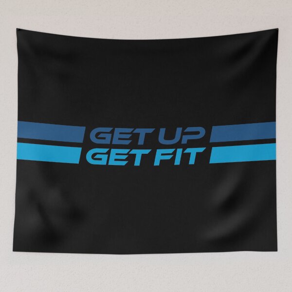 Item preview, GET UP GET FIT (Blue on Black) designed and sold by STUDIO-72.