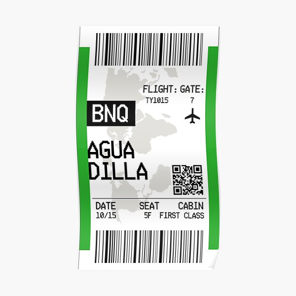 "Aguadilla Airline Boarding Pass Gift Idea For Traveller" Poster by