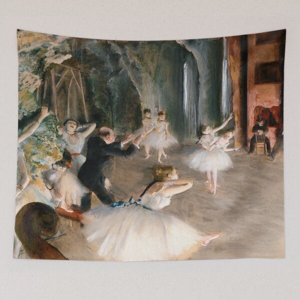 Item preview, Ballet Class - The Rehearsal Onstage painting by Edgar Degas designed and sold by nextstepdesigns.