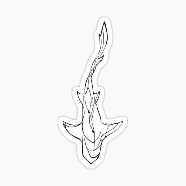 Item preview, Black Line Art White Shark Ocean Themed Design Lemon, Tiger, Cookie Cutter Shark designed and sold by Celosia Liv.