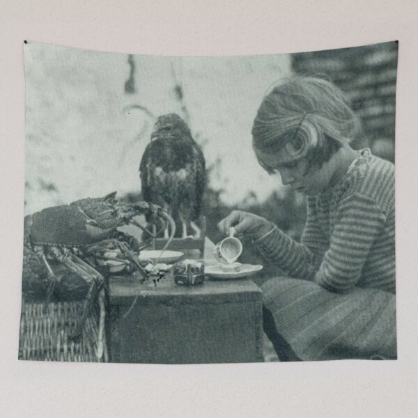 Item preview, Little girl having a tea party with a lobster and a hawk in 1938 designed and sold by MindChirp.