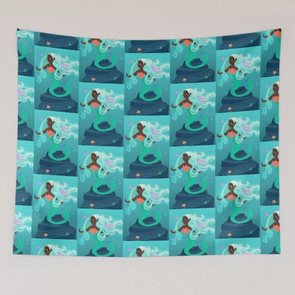 Item preview, Cute Black Mermaid With Jellyfish Hair  designed and sold by Patricia Grannum.