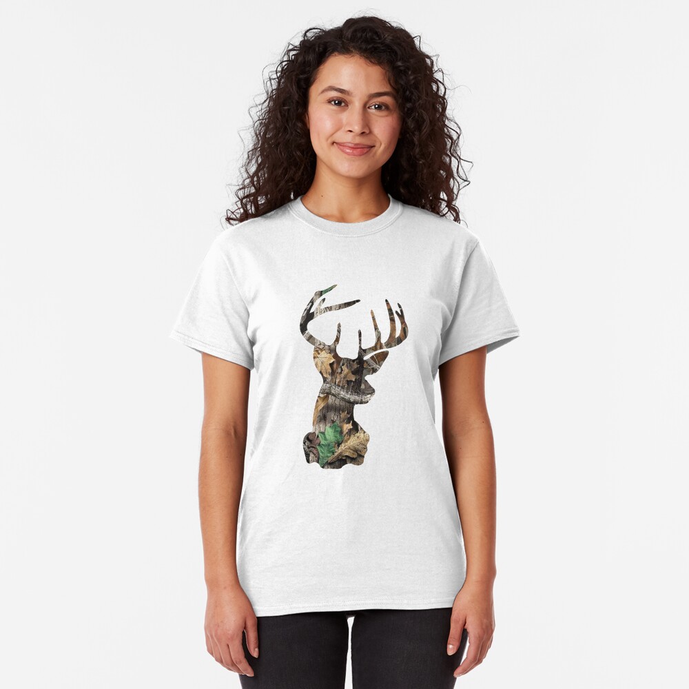 Camo Deer Head Camiseta clásica