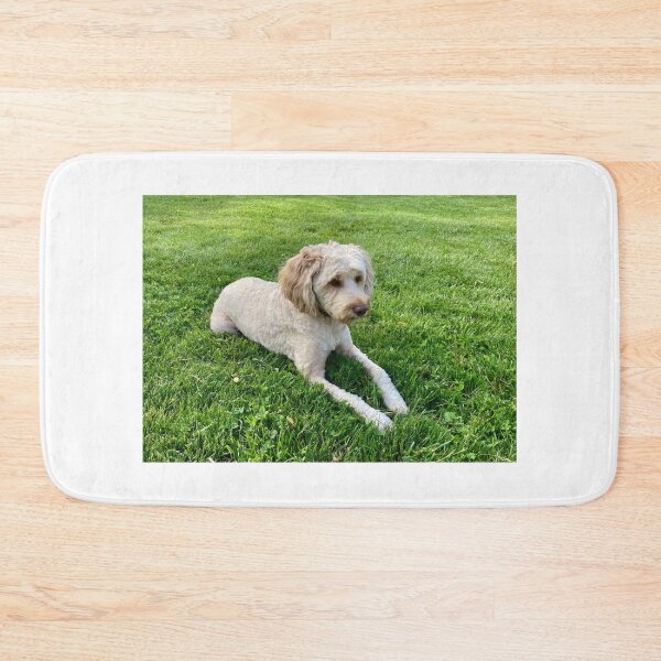 Item preview, Goldendoodle dog on the grass designed and sold by JuliVogel.