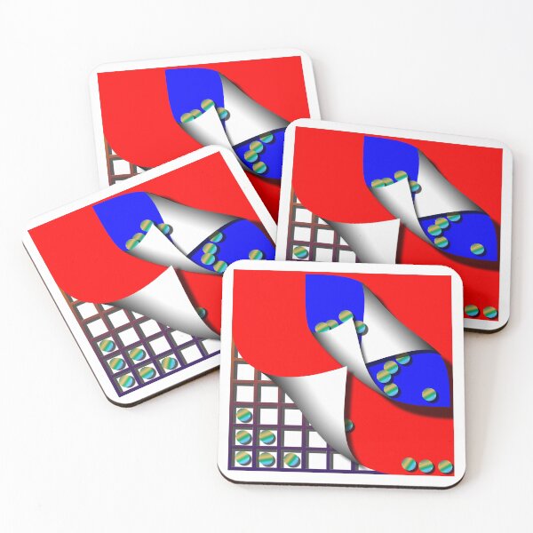 Item preview, Square with sphere (217) (grid, blue, red) Decorative, digital, colorful, abstract, designed and sold by Paszkan.