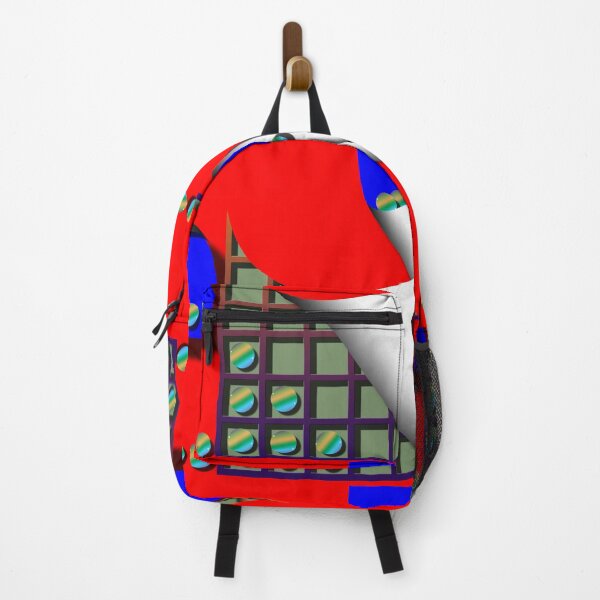 Item preview, Square with sphere (217) (grid, blue, red) Decorative, digital, colorful, abstract, designed and sold by Paszkan.