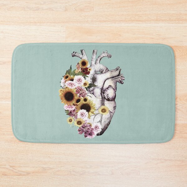 Item preview, Human heart with sunflowers and daisy, romantic watercolor flowers, human anatomy art designed and sold by Collagedream.