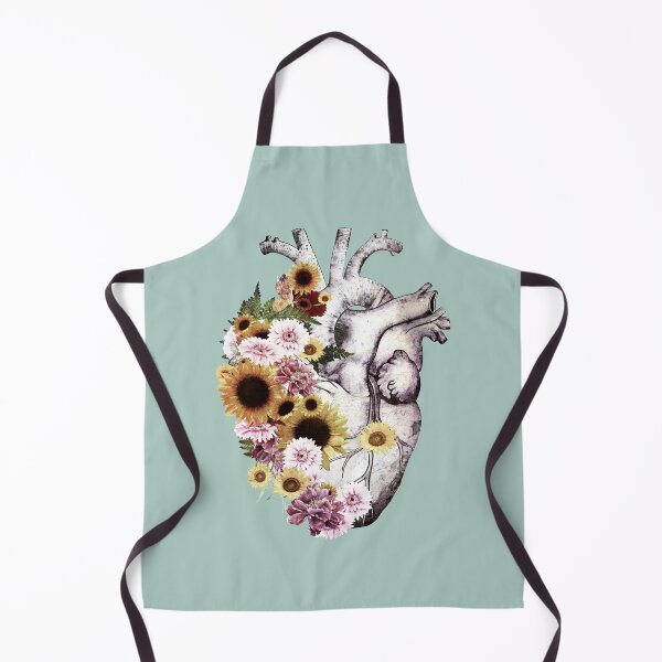 Item preview, Human heart with sunflowers and daisy, romantic watercolor flowers, human anatomy art designed and sold by Collagedream.