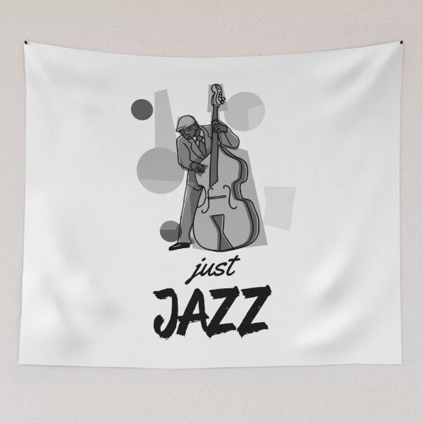 Item preview, Jazz Music "Just Jazz Double Bass Player - White" designed and sold by ProfusionPro.
