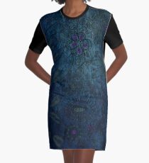 Vintage blue and mauve fabric Graphic T-Shirt Dress