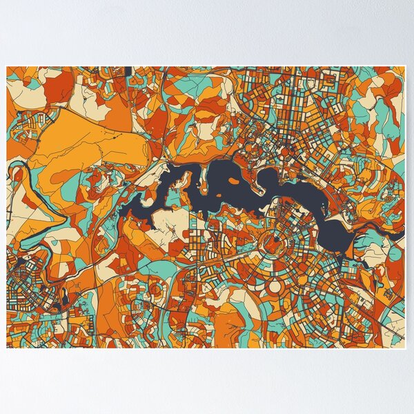 Item preview, Canberra Map - Mosaic - Retro Colors designed and sold by HomeCities.