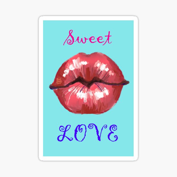 Beautiful fashion lips. Sweet lovely sexy cute summer kiss. Sticker