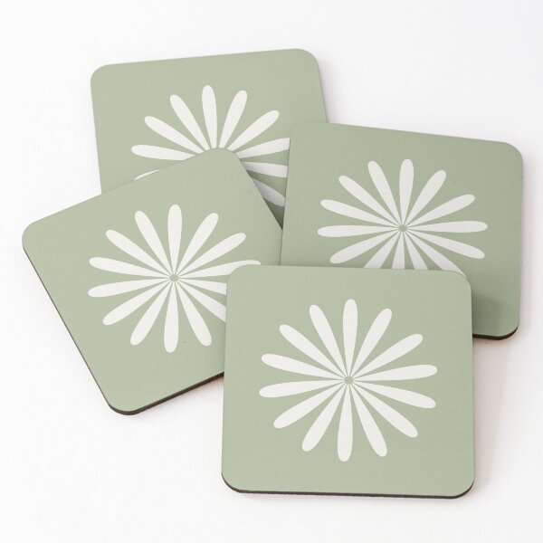 Item preview, Big Daisy Retro Minimalism in Sage Green and Cream designed and sold by kierkegaard.