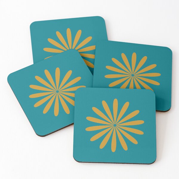 Item preview, Big Daisy Retro Minimalism in Moroccan Teal and Ochre designed and sold by kierkegaard.