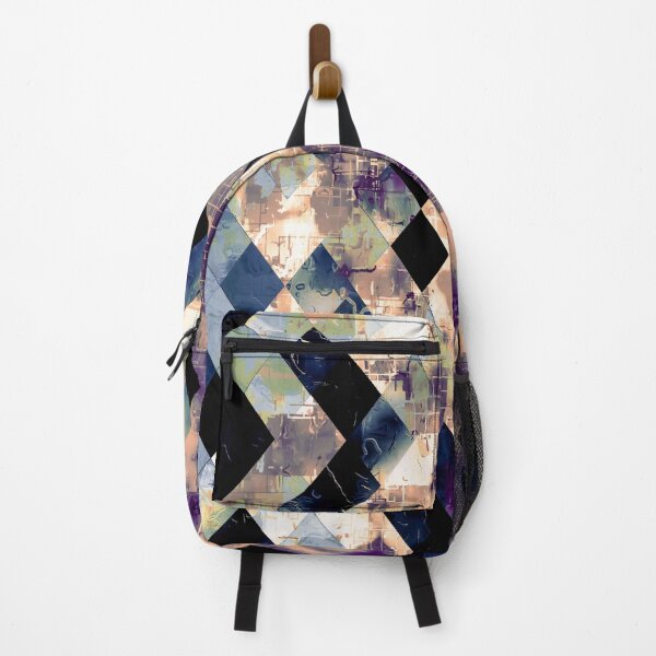 Item preview, geometric pixel square pattern abstract art in purple blue brown designed and sold by Mrvell.