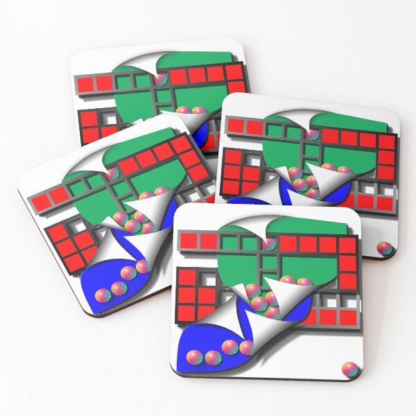 Item preview, Square with sphere, (230) (black, red, white, green, blue,) decorative, digital, colorful, abstract, designed and sold by Paszkan.