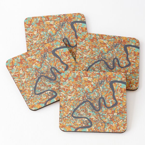 Item preview, Brisbane Map - Mosaic - Retro Colors designed and sold by HomeCities.