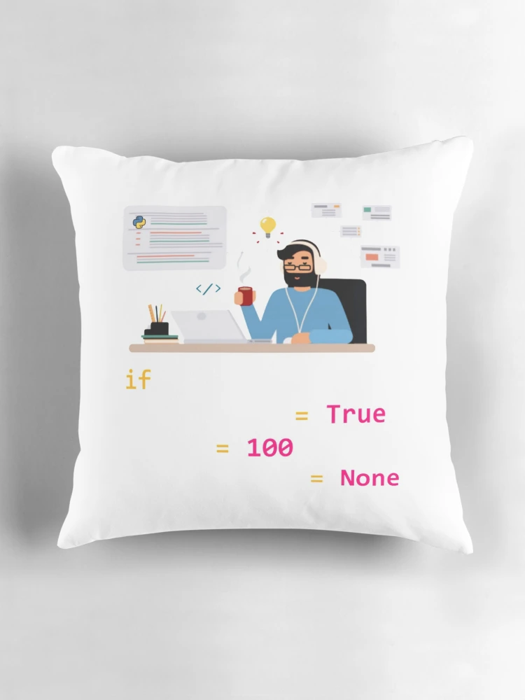 Thumbnail 3 of 4, Pillow, Python Tshirt Coding time algorithm for Python Developer |Gift shirt python designed and sold by ellagnonmay.