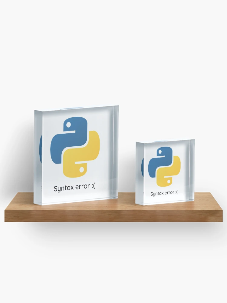Thumbnail 3 von 5, Acrylblock, Python-T-Shirt Python-Syntaxfehler | Python Codierung Merch | Geschenk Shirt Python designt und verkauft von ellagnonmay.
