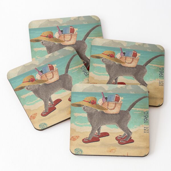 Item preview, Russian Blue Cat Gift Beach Life Sandy Toes vintage designed and sold by Douglafa.