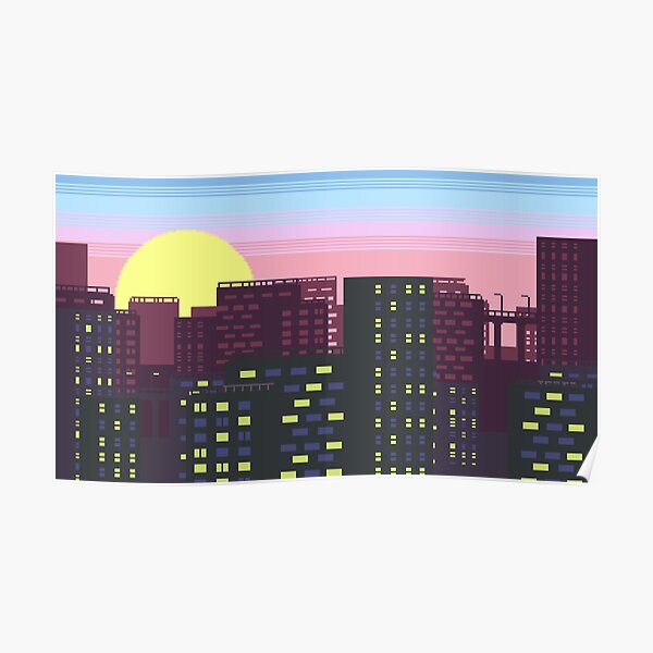 City Skyline Pixel Poster