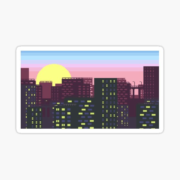 City Skyline Pixel Sticker
