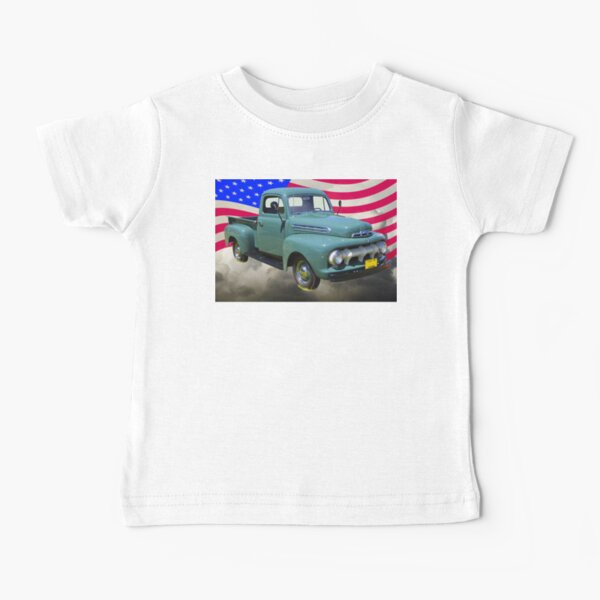 1951 ford F-1 Pickup Truck With American Flag Baby T-Shirt