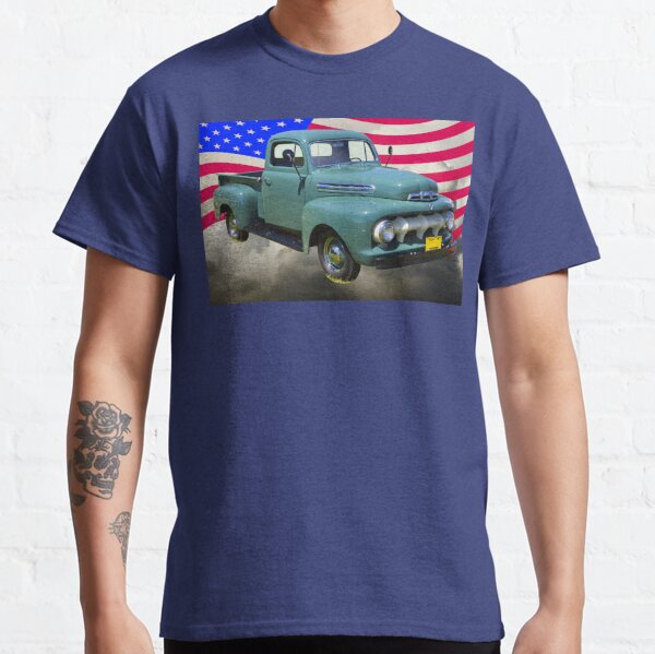1951 ford F-1 Pickup Truck With American Flag Classic T-Shirt